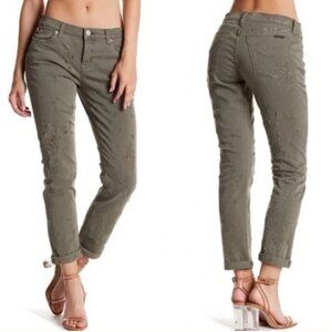 Hudson London Jean Destructed Distressed Crop Riley Relaxed Straight Jeans NWT